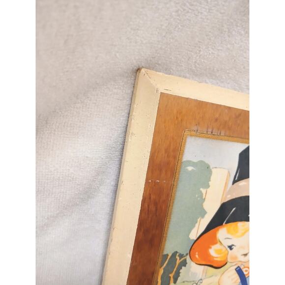 1930s Mistress Mary Quite Contrary Ruth E Newton Nursery Print Wall Art Wood VNT - Picture 6 of 16